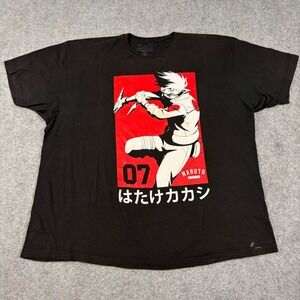 Naruto Shippuden T Shirt Mens 3XL Kakashi Hatake Graphic Black Anime 2007 Y2K